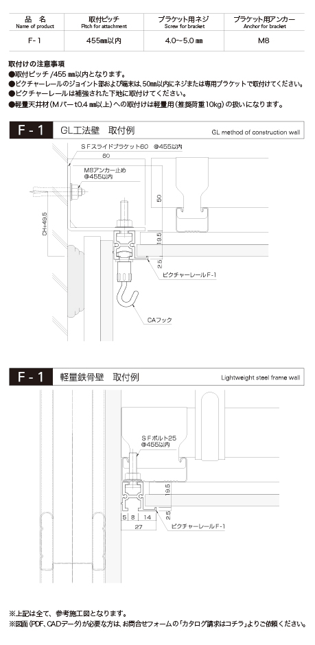 F-1｜製品一覧 | ピクチャーレール、絵画展示は世界標準のコレダー